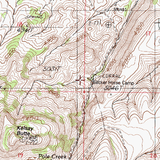 Topographic Map of Becker Horse Camp, OR