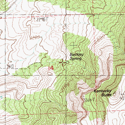 Topographic Map of Beckley Spring, OR