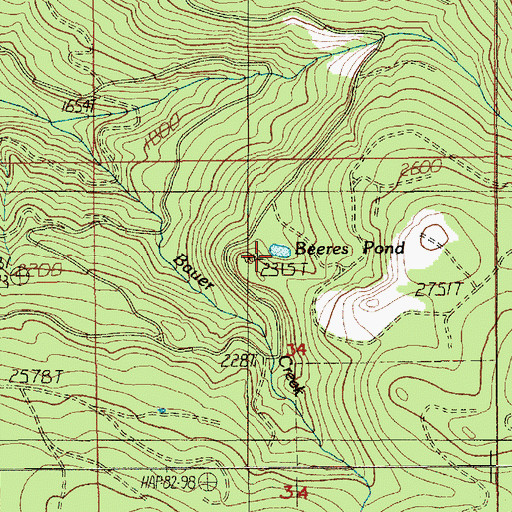 Topographic Map of Beeres Pond, OR