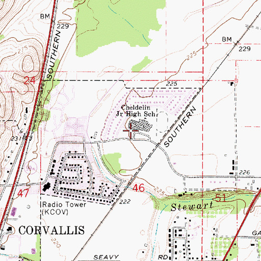 Topographic Map of Cheldelin Middle School, OR