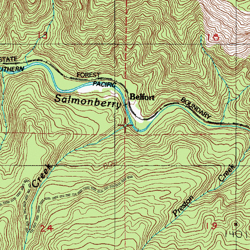 Topographic Map of Belfort Creek, OR