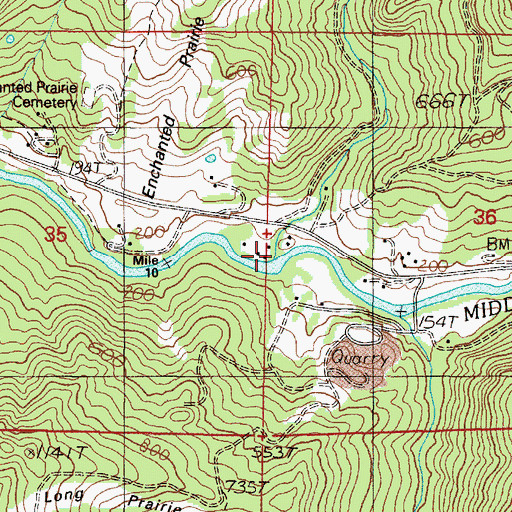 Topographic Map of Belieu Creek, OR