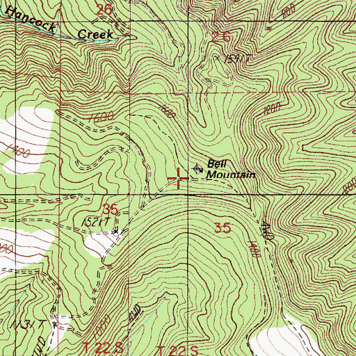 Topographic Map of Bell Mountain, OR