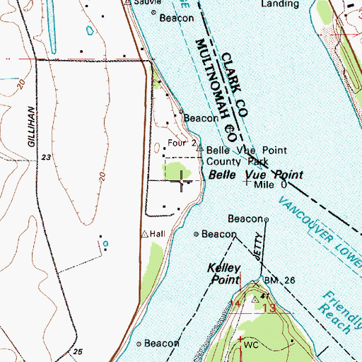 Topographic Map of Belle Vue Point, OR