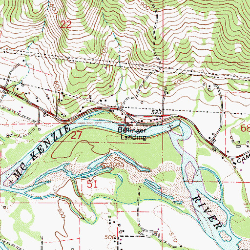 Topographic Map of Bellinger Landing County Park, OR