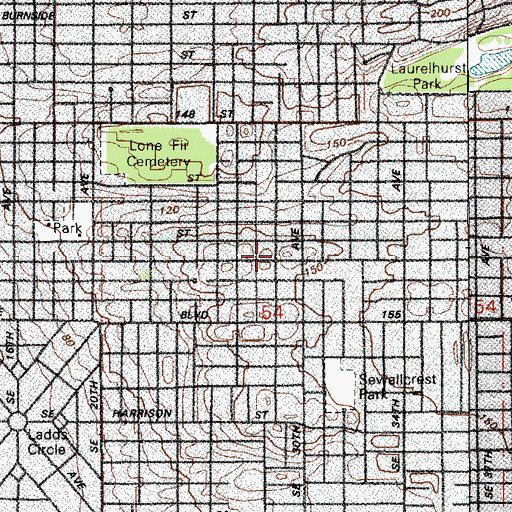 Topographic Map of Bellville Sanatorium, OR