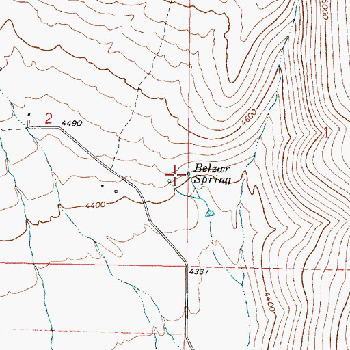 Topographic Map of Belzar Spring, OR