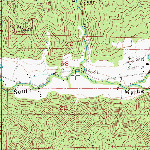 Topographic Map of Ben Branch, OR