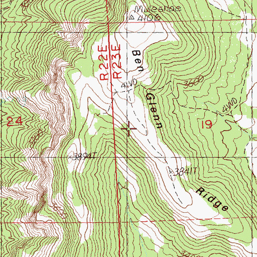 Topographic Map of Ben Glenn Ridge, OR