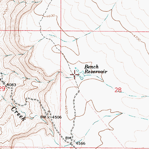 Topographic Map of Bench Reservoir, OR