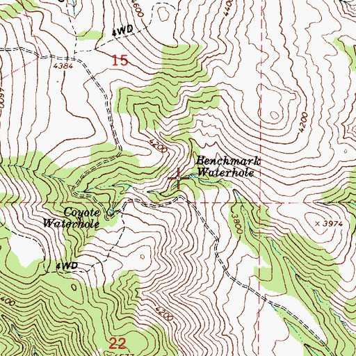 Topographic Map of Benchmark Waterhole, OR