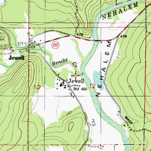 Topographic Map of Beneke Creek, OR