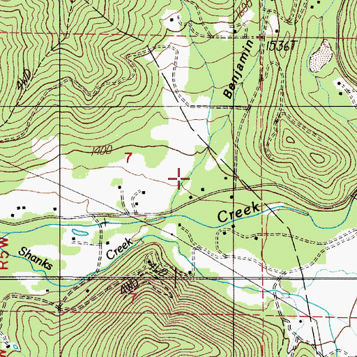 Topographic Map of Benjamin Gulch, OR