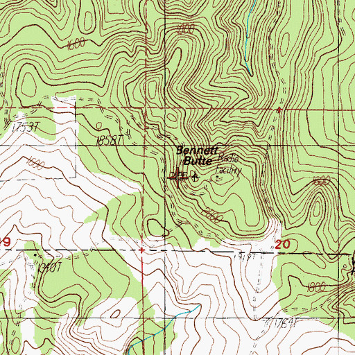 Topographic Map of Bennett Butte, OR