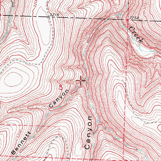Topographic Map of Bennett Canyon, OR