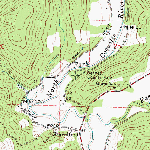 Topographic Map of Bennett County Park, OR