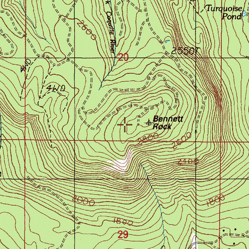 Topographic Map of Bennett Rock, OR
