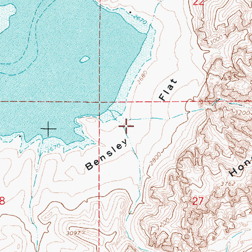 Topographic Map of Bensley Flat, OR