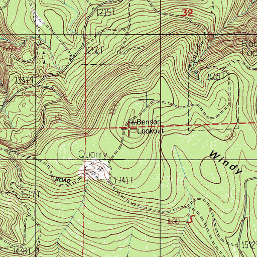 Topographic Map of Benson Lookout, OR