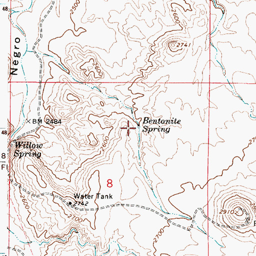 Topographic Map of Bentonite Spring, OR
