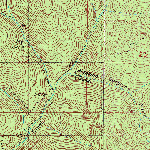 Topographic Map of Berglund Gulch, OR