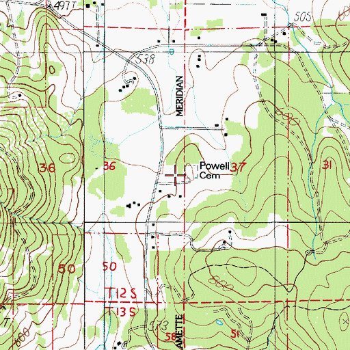 Topographic Map of Berlin Cemetery, OR
