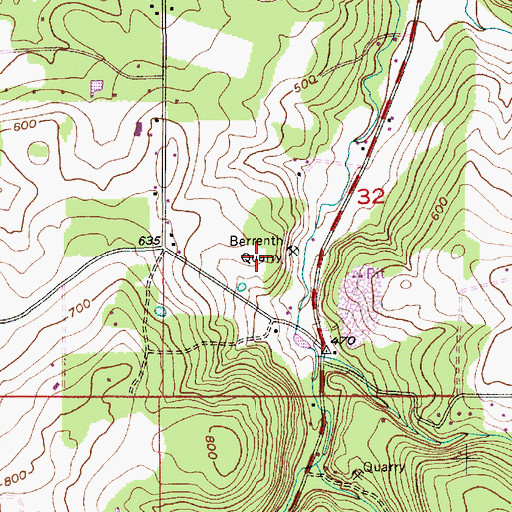 Topographic Map of Berrenth Quarry, OR