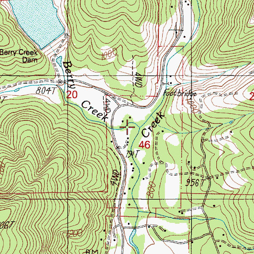 Topographic Map of Berry Creek, OR