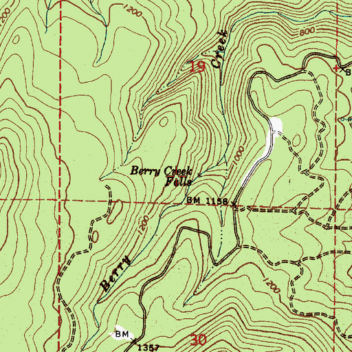 Topographic Map of Berry Creek Falls, OR