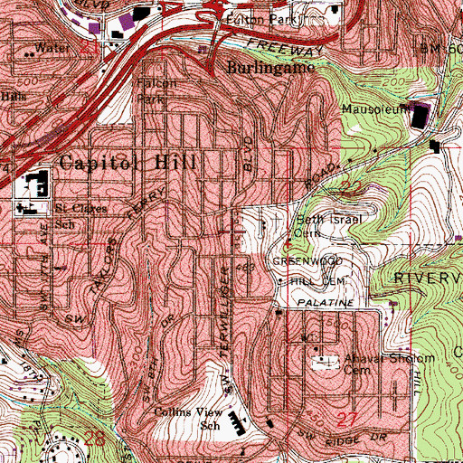 Topographic Map of Beth Israel Cemetery, OR