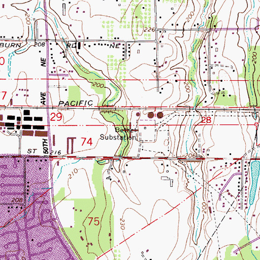 Topographic Map of Bethel Substation, OR