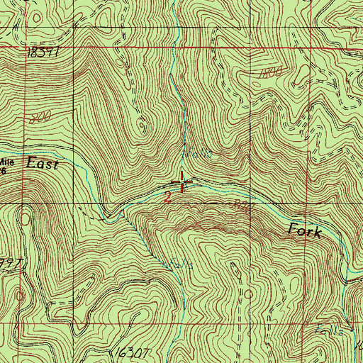 Topographic Map of Beulah Creek, OR