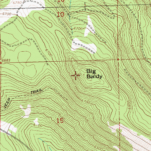Topographic Map of Big Baldy, OR