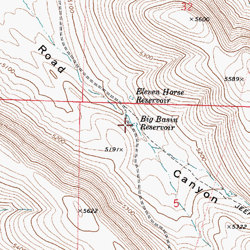Topographic Map of Big Basin Reservoir, OR
