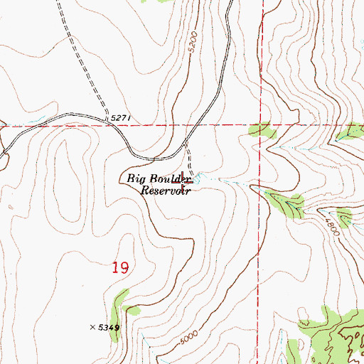 Topographic Map of Big Boulder Reservoir, OR