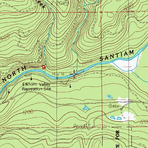 Topographic Map of Big Creek, OR