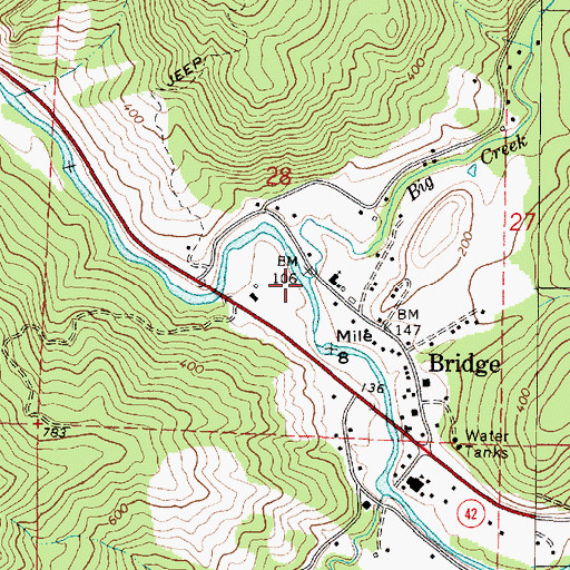 Topographic Map of Big Creek, OR