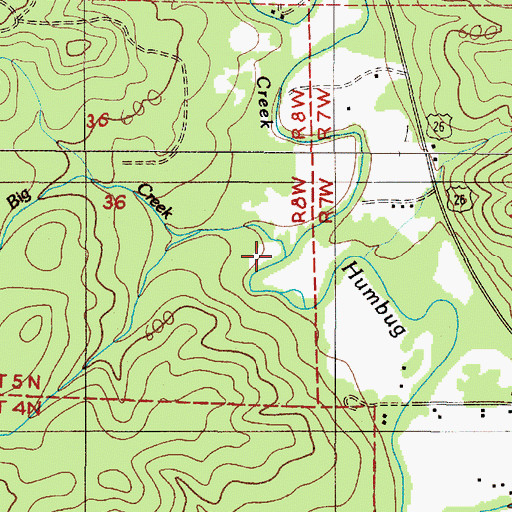 Topographic Map of Big Creek, OR