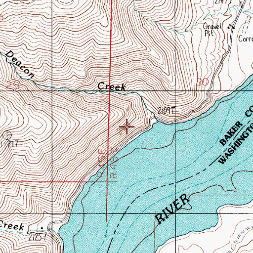 Topographic Map of Big Deacon Creek, OR