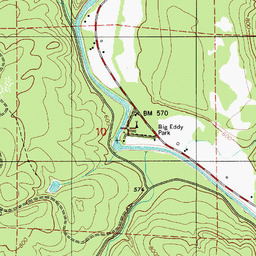 Topographic Map of Big Eddy Park, OR