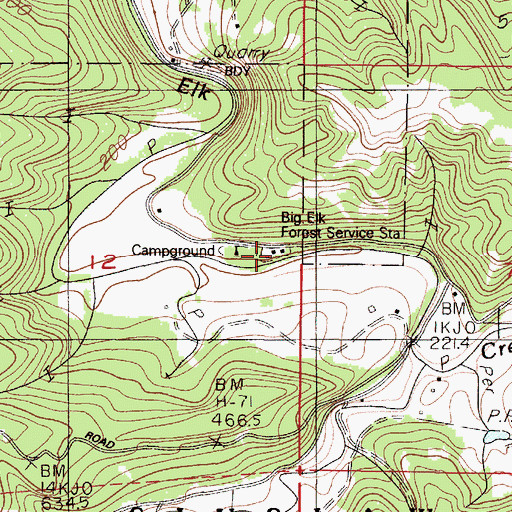 Topographic Map of Big Elk Guard Station, OR