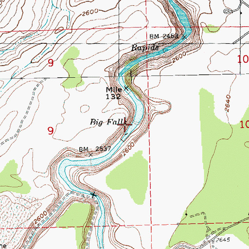 Topographic Map of Big Falls, OR