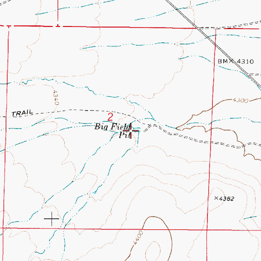 Topographic Map of Big Field Pit, OR