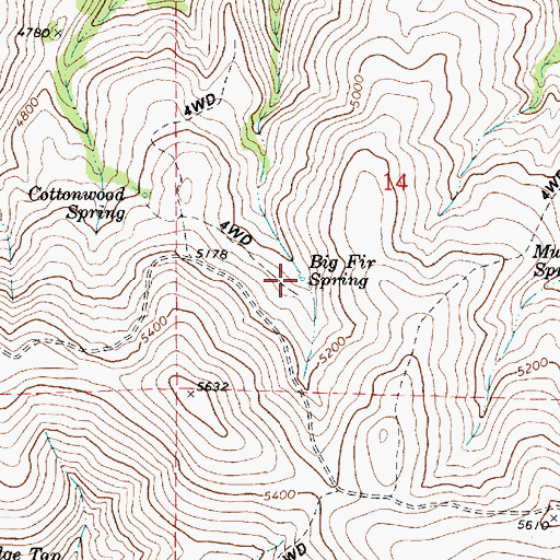 Topographic Map of Big Fir Spring, OR