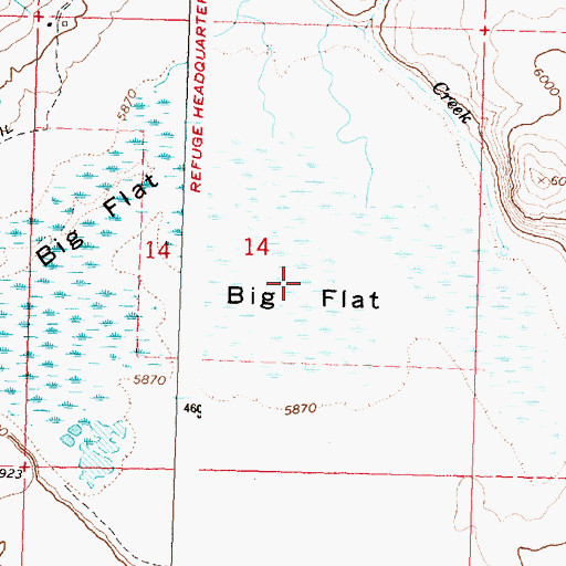 Topographic Map of Big Flat, OR