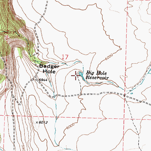 Topographic Map of Big Hole Reservoir, OR