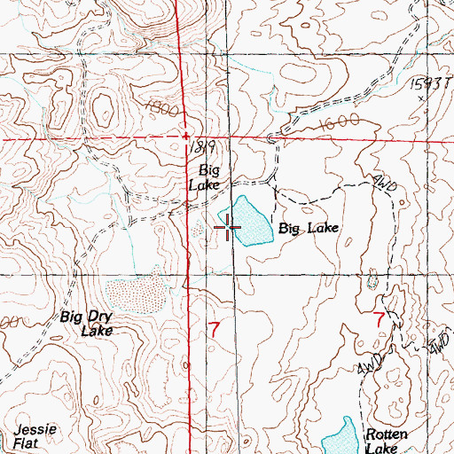Topographic Map of Big Lake, OR