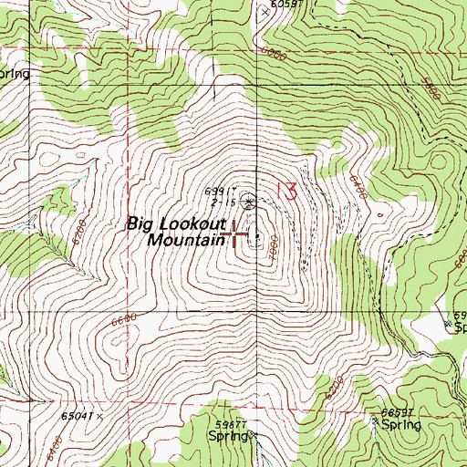 Topographic Map of Big Lookout Mountain, OR