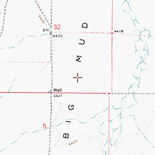 Topographic Map of Big Mud Flat, OR