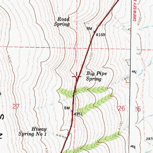 Topographic Map of Big Pipe Spring, OR